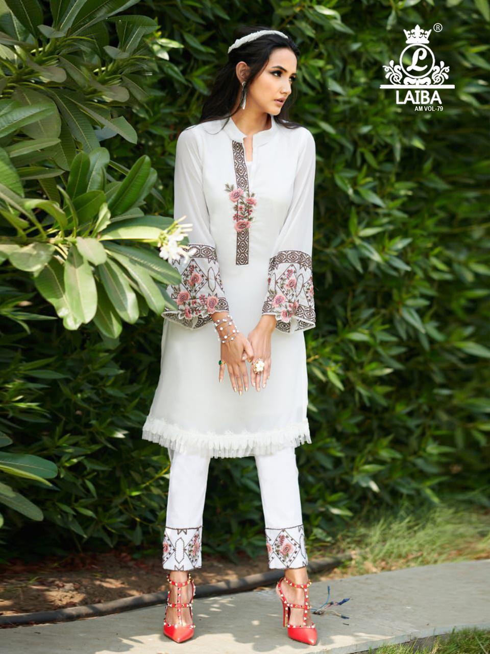 Laiba Am 79 Heavy Festive Wear Georgette Latest Top With Bottom Collection